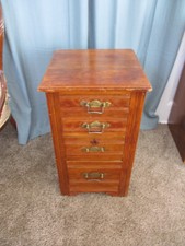 Antique Walnut Half Commode Victorian Nightstand Ornate Brass Drawer Pulls