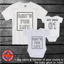 Bro's For Life t-shirt, baby grow vest, matching, gift, set, siblings, brothers