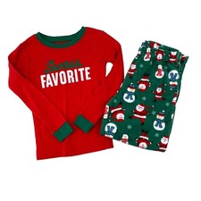 Carters Youth Christmas Santa's Favorite Pajamas Set Fleece Size 6 Red Green