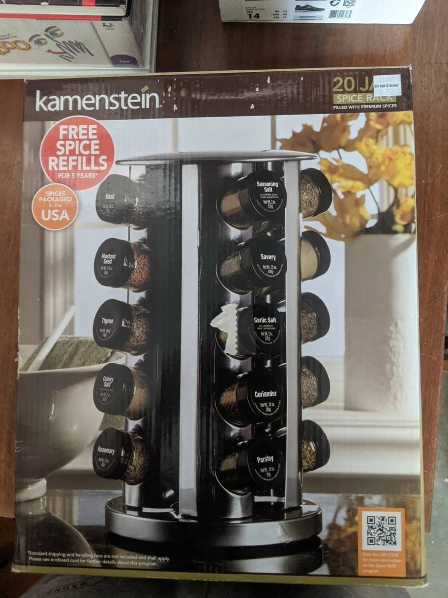 Kamenstein Revolving 20-Jar Countertop Spice Rack Tower Organizer with Free  Spice Refills for 5 Years