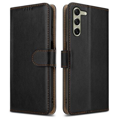 Für Samsung Galaxy S23 FE Hülle, Leder Wallet Flip Handy Cover & Displayschutz