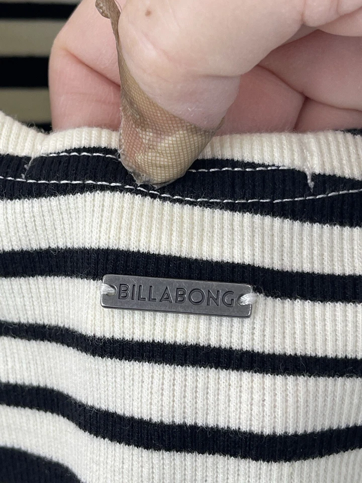 Vestido Billabong Talla Grande Corte Negro Rayas Midi Medianoche Tropic Bodcon Foto 4 de 4