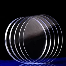 10Pcs Clear Acrylic Round Perspex Plastic Sheet 3mm Thickness / 80mm Diameter
