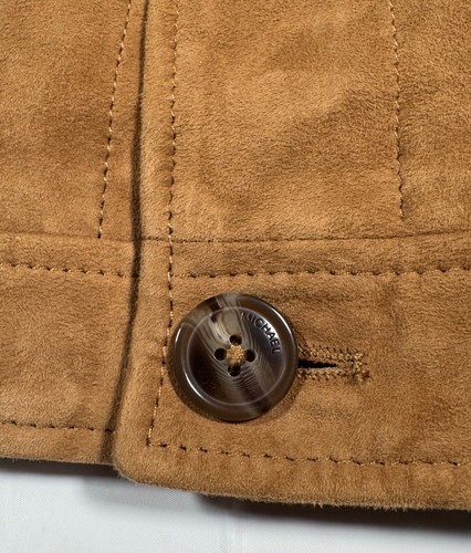 Michael Kors Honey Brown Genuine Suede Classic Button Up Bomber Jacket XL - Picture 4 of 15