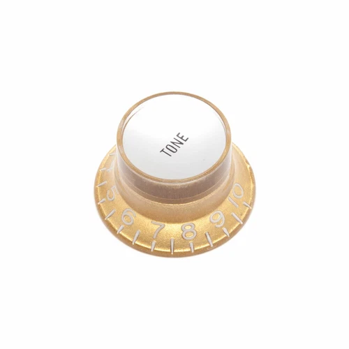 Hosco Reflector Tone Control Knob Gibson Style (Gold w/Silver Cap, Imperial (in…