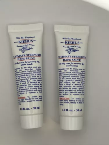 2x Kiehls Ultimate Strength Hand Salve Cream Lotion Travel 1 oz / 30mL Lot of 2