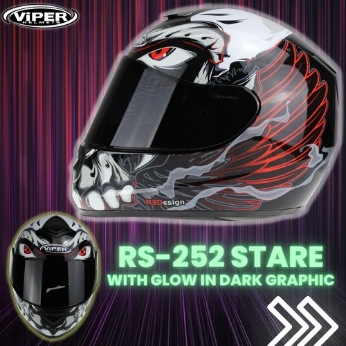 NUOVO CASCO MOTO VIPER RS252 STARE CASCO INTEGRALE LO LUMINOSO AL BUIO ECE  ACU | eBay