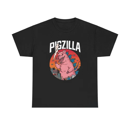 PIGZILLA PIG TOKYO Parody Cute Funny Comical Humor Gag Gift Tee T-shirt