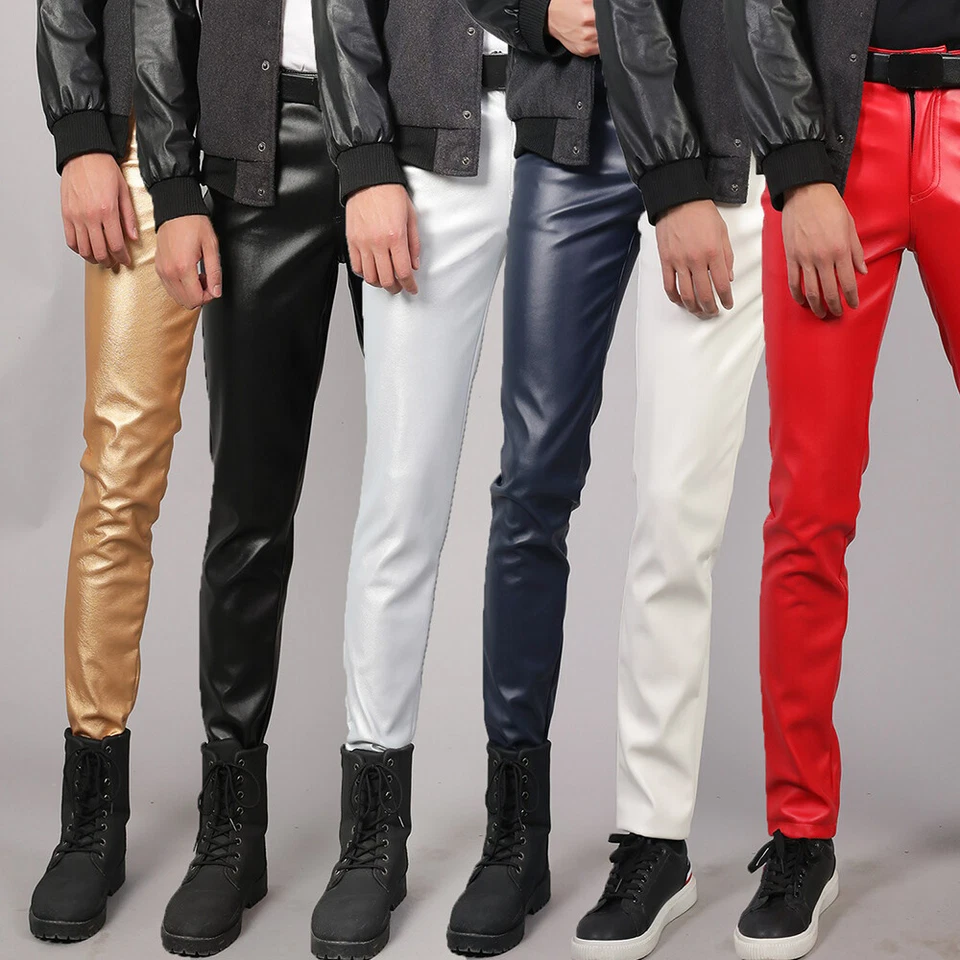 Herren Kunstlederhose Stretch Fleece Futter Slim Fit Hose Wet-Look Multi Soft - Bild 1 von 4