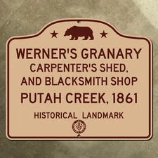 California Werner's Granary historical marker highway road sign 1947 18 x 15