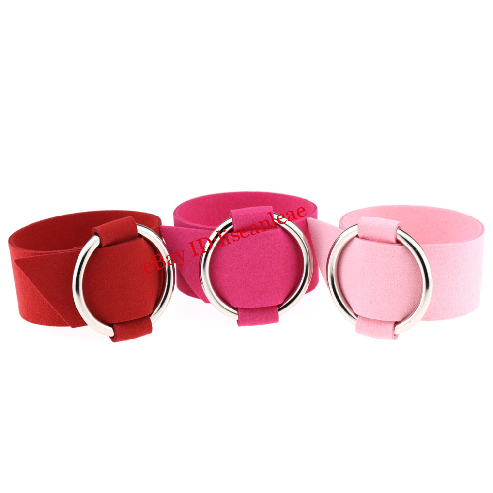 Punk Circular Velvet Bracelet Wrist Strap Metal Buckle Bracelet
