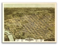 1872 Columbia South Carolina Vintage Old Panoramic City Map - 18x24