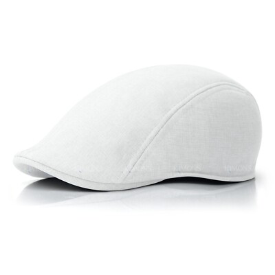 Summer Linen Plain Newsboy Gatsby Cap Ivy Hat Golf Driver Mens Flat Cabbie I