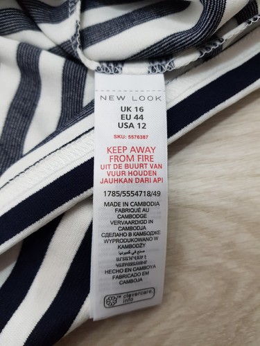 New Look Short Shift Dress Size 16 White Black Striped Stretch 3/4 Sleeve Casual - Picture 5 of 7