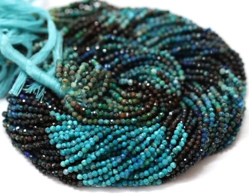 AAA Natural Chrysocolla shaded Rondelle Micro Diamond cut Faceted 2mm -3 mm bead - Picture 9 of 10