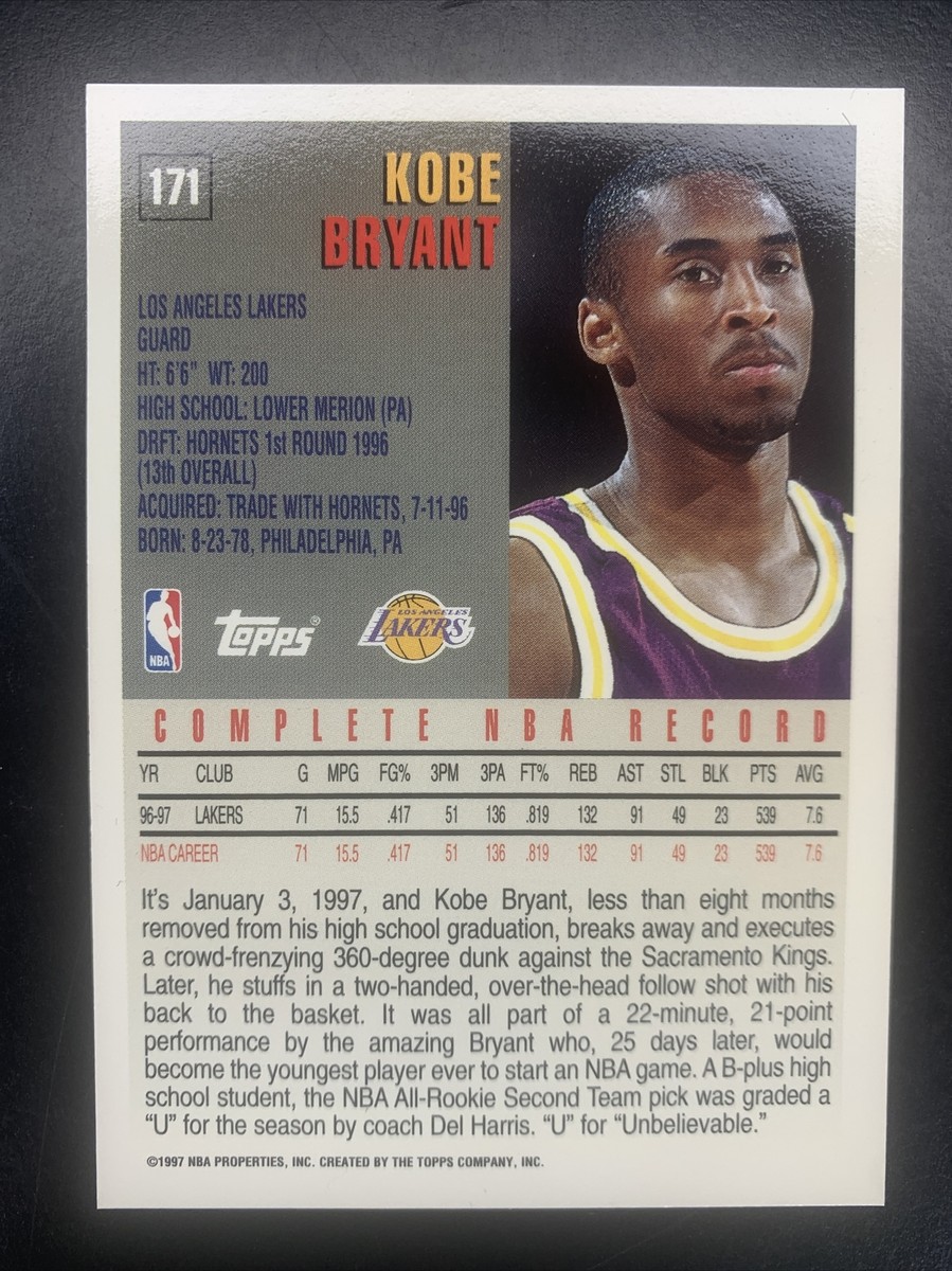 1997-98 Topps #171 Kobe Bryant コービー 1997-98 Topps #171 Kobe Bryant | eBay