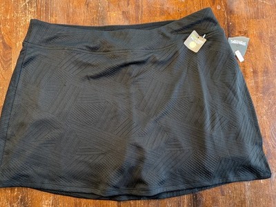 Spalding Wicking Hidden Pocket Tennis Skort Golf Athleisure Casual Black XL NWT