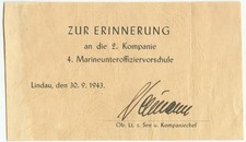 Erinnerungskärtchen - " 2 Kompanie - 4. Marineunteroffiziervorschule - mit OU "
