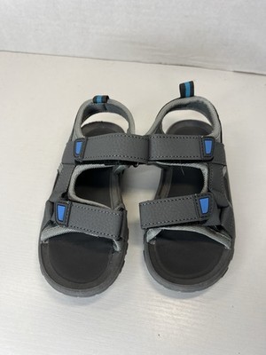 First Steps Kids Sandals Size 9 Grey & Blue With Straps Excellent Condition