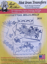 Aunt Marthas Embroidery Transfer Pattern 3858 Poinsettia Bell Holiday Christmas