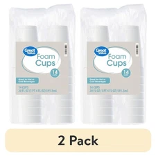 (2 pack) Great Value Disposable Foam Cups, 20oz, 14 Count