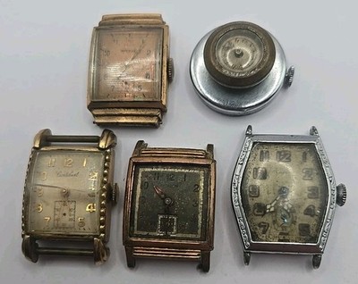 Lot Of 5 Vintage Watches Cortebert Liga Avalon Mixed As Is