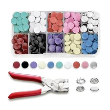 300 Sets Metal Snap Buttons Fastener Pliers Tool Kit 9.5mm 10 Colors Sewing