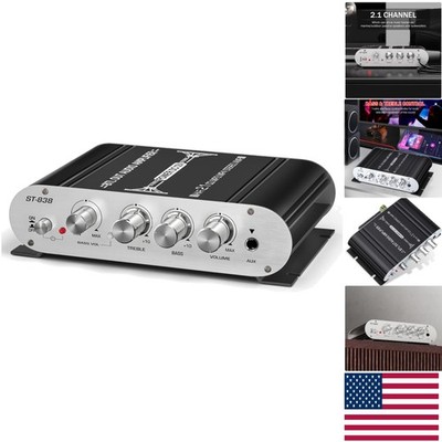 ST-838 Mini 2.1 Channel HiFi Stereo Subwoofer Amplifier - 80W Power in Black