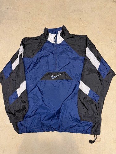 80s - 90s Vintage Nike half Zipper Windbreaker Centre Logo Middle Pocket Size L - Image 1