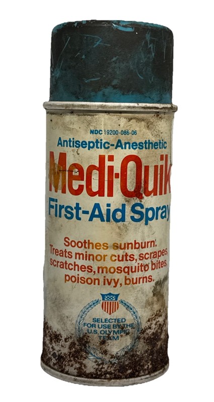 Vintage Medi-Quik First Aid Metal Spray Bottle Medical Nurse Collectable Can