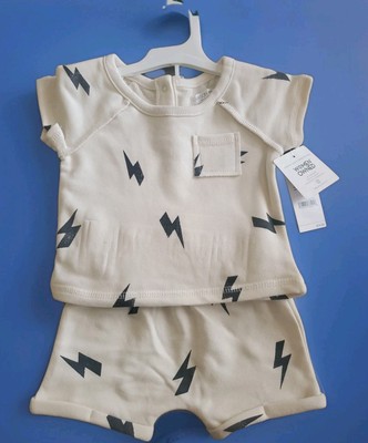 Grayson Mini Baby Outfit  Lightning Bolts 2-piece Soft Stretch Waist 0-3  Months