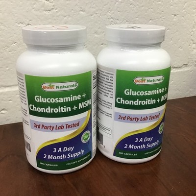 Best Naturals  Glucosamine + Chondroitin + MSM, 180 Capsules 2pk exp 03/28+7/27