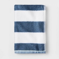 Striped Kids' Towel Navy Antimicrobial Technology