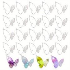 1box 24pcs Rack Plating Alloy Pendants Butterfly 39.5x36.5x1mm