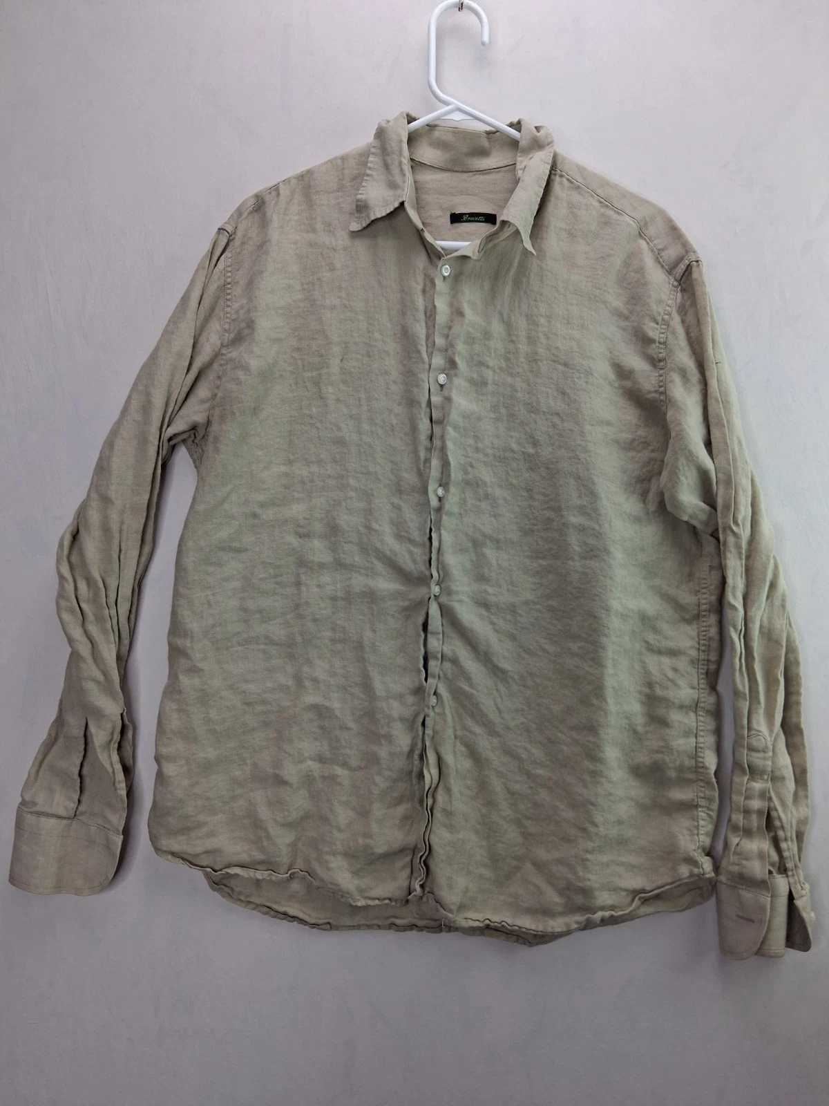 Brevetti Shirt Mens 43 Beige Linen Curved Hem Button Up Resort Wear Hawaiian
Opens in a new window o