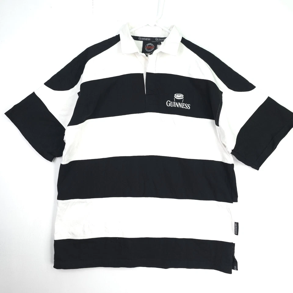 Camisa de Rugby Guinness Draught Para Hombres 2XL Negra Blanca Rayas Polo Manga Larga Leer Foto 2 de 4