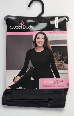 CUDDL DUDS Women's XL Legging WARM LAYERS Bottoms Stretch Black Microwear NWT