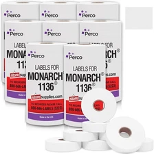 Pricing Labels for Monarch 1136 Price Gun, 8 Sleeves 64 Rolls, 112000 Labels