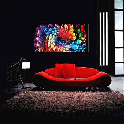 Original Flowers Abstract Painting Modern Ready Hang frame Art Oil Home Deco 48''