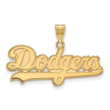 14k Yellow Gold Major League Baseball Los Angeles Dodgers Script Large Pendant