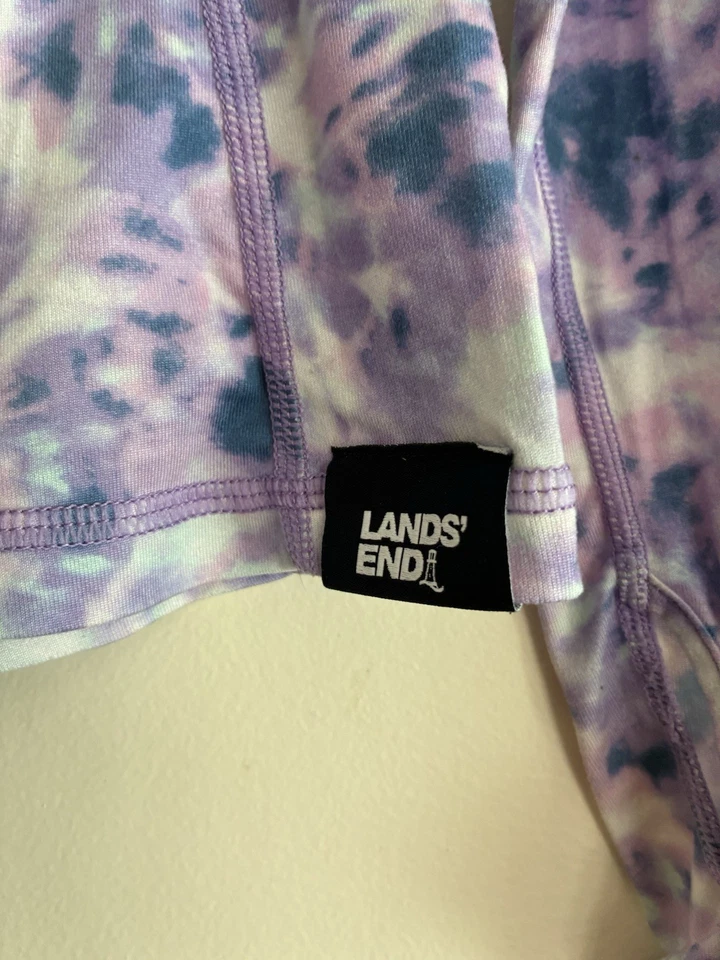 Lands' End Kid Girls Soft Tie Dye Polyester Long Sleeve Crewneck Shirt Purple XS - Image 3 of 4