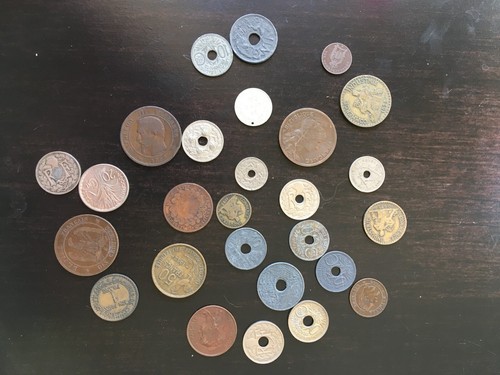 27 antique French France coins: 1882 5 centimes, 1941 indo-chine francaise - Picture 4 of 4