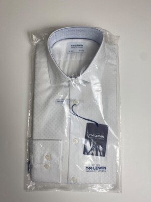 T.M. Lewin Hemd weiß PREMIUM QUALITÄT 15'' - 34'' Slim Fit Knopfmanschette UVP 60£ 