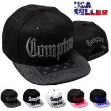 Compton Baseball Cap Snapback Adjustable Flat Bill Hat Bandana Paisley Hip Hop