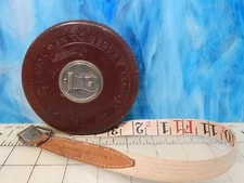 Vintage K&E Keuffel & Esser  Cloth Tape Measure Embossed Leather "Cruiser" 50'