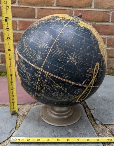 Cram's Universal Terrestrial Black Globe 10 1/2" No. 105 Metal Base Stand Prop - Picture 11 of 11