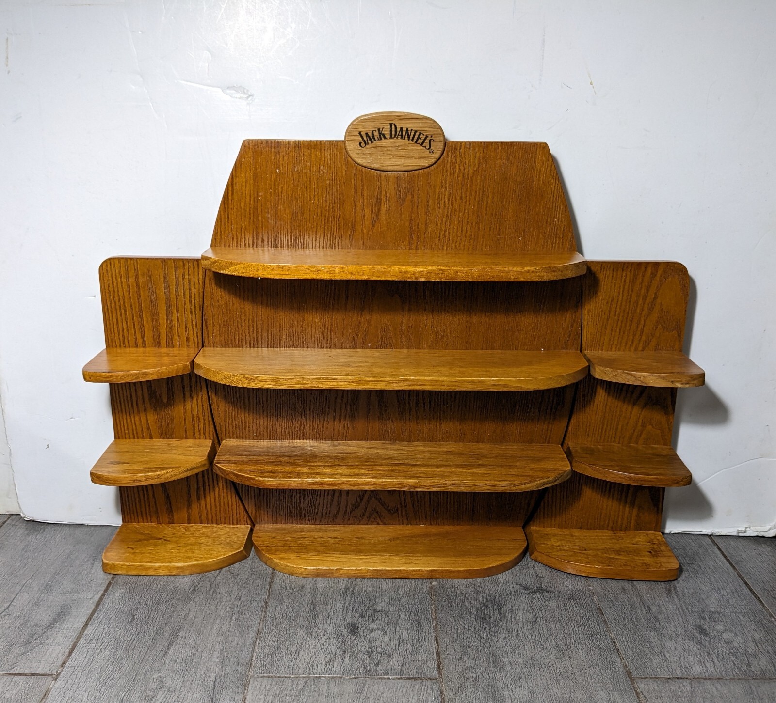 Set of 3 Jack Daniels Shot Glass Wood Wall Shelf Barrel, Wing Legends