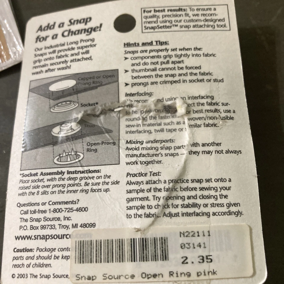 Size 14 • Pastel Pink Long-Prong Snaps • Ring Snap • Snap Buttons • Open Package - Image 2 of 2