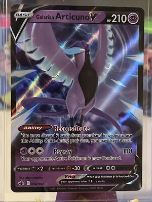 articuno v pokemon card value Pokémon TCG Galarian Articuno V Chilling Reign 058/198 Holo Ultra Rare NM