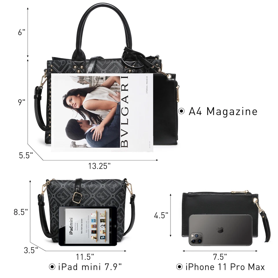 Женщин классический Дамская сумка и бумажник верхняя ручка сумка комплект работы через плечо сумочка - Изображение 3 из 4